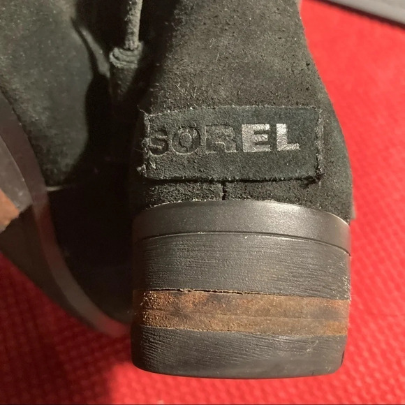 SOREL Sz 9.5 Farah Black Suede Ankle Tassels Pull On Booties - Picture 5 of 10